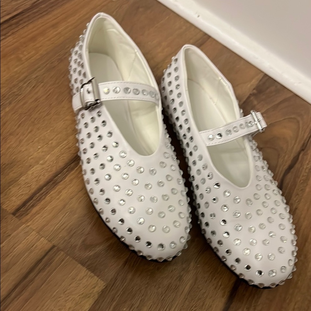 White Studded Flats